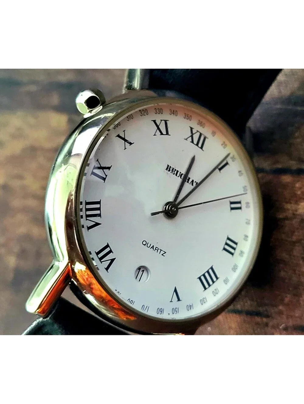 Rare Beuchat Entract French 10 Oclock Crown Roman Dial Watch